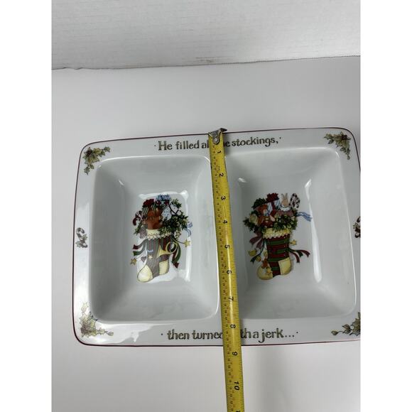 PS Portmeirion Studios Susan Winget "A Christmas Story" Divided Serving Dish - Picture 5 of 8